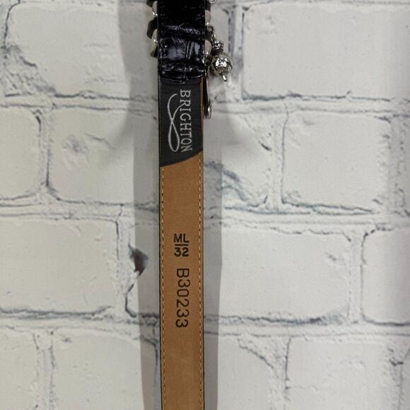 Brighton Belt Women Medium Large Black Silver Buckle Preppy Minimalist Golf - Picture 5 of 13